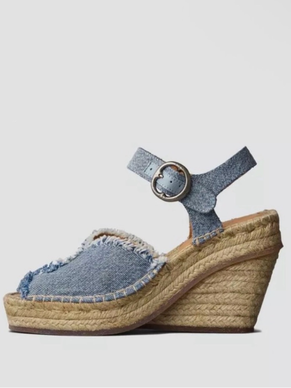 Rag and Bone Santiago Distressed Denim Espadrille Wedge Sandals espadrilles NEW - Picture 3 of 4